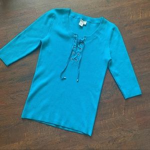 Worth ribbed lace up sweater